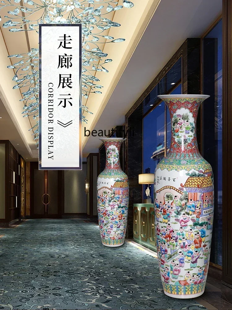 6239P lt Ceramic floor-to-ceiling large vase hand-painted pastel porcelain ornament home living room flower arrangement