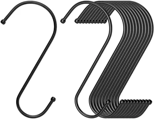 

RELBRO 6-дюймовые прочные S-образные крючки для подвешивания растений, черные, 12 шт.