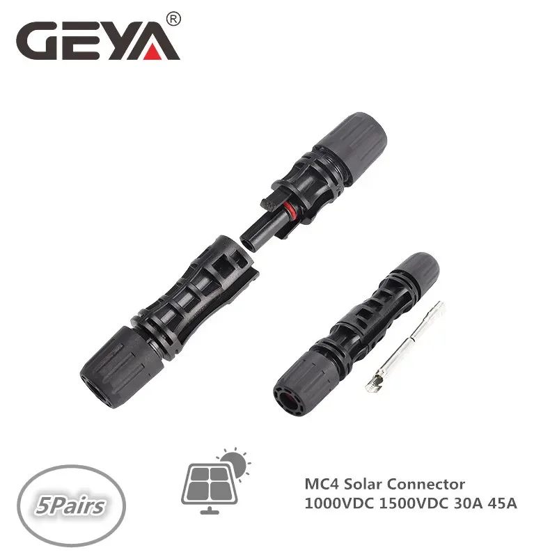 GEYA 5Pair of Solar Connector Solar Plug Cable Connectors for Solar Panels Photovoltaic System 30A 45A 1000VDC 1500VDC