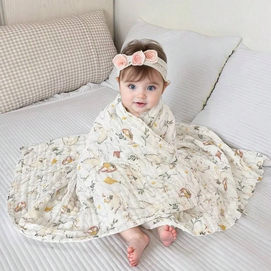 

105*105 см детское банное полотенце, одеяло для младенцев, детское пеленальное постельное белье, 6 слоев, A-класса, хлопковое марлевое хлопковое полотенце, муслиновое одеяло