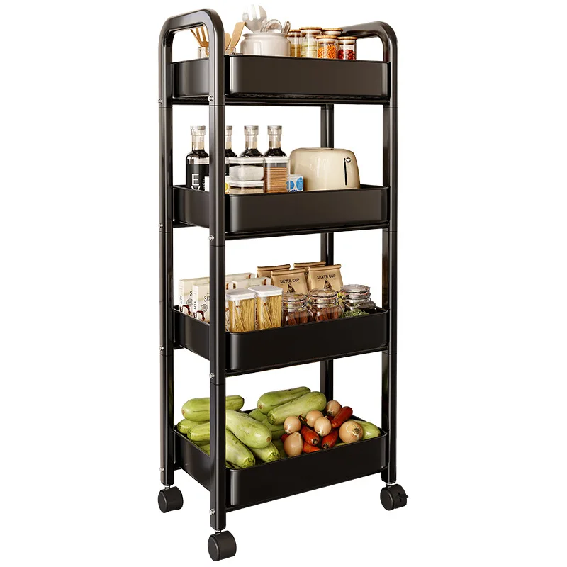Kitchen crevice rack floor trolley refrigerator side storage rack multi-functional movable fruit and vegetable storage cabinet
