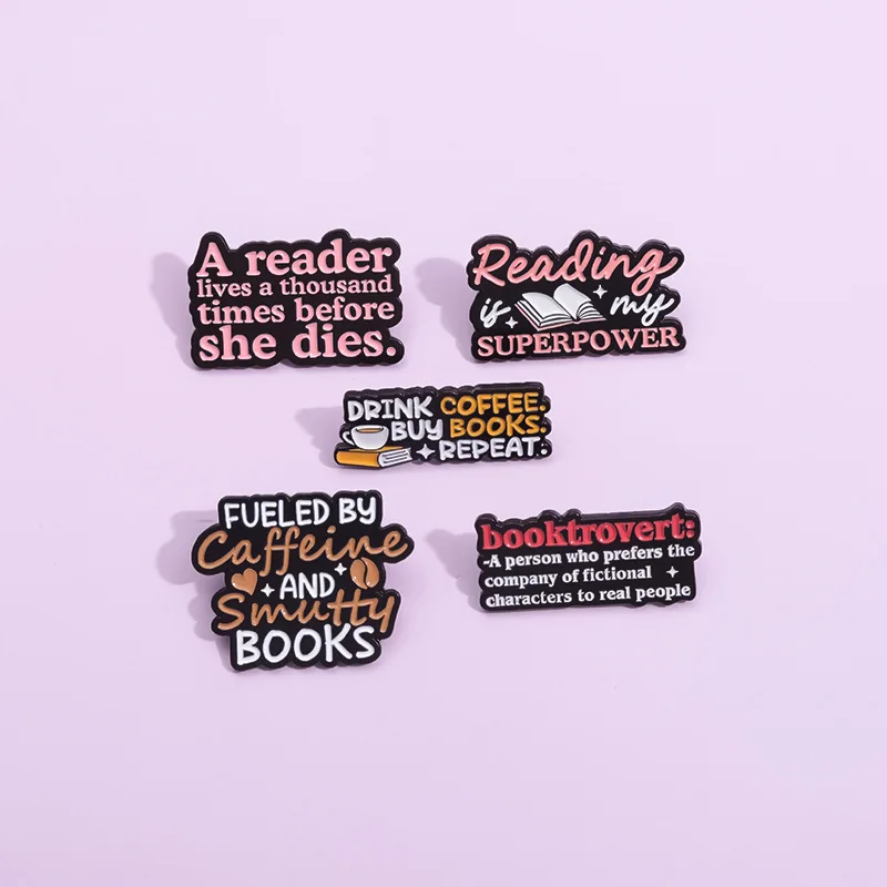 Text Series Enamel Pin A brooch about reading books Backpack Hat Lapel Accessories Metal Badge Gift For Friend Jewelry Wholesale