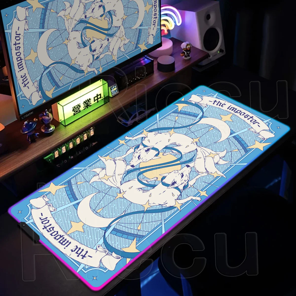 

RGB Magic Fox Nine Tails Коврик для мыши со светодиодной подсветкой, большая игровая подсветка, компьютерная клавиатура, расширительные подушечки для ноутбука, офиса, дома, настройка