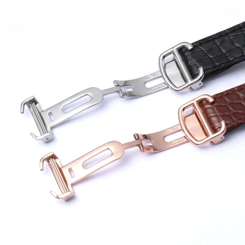 Alligator Genuine Leather Watch Strap 16mm 18mm 20mm 22mm For Cartier Solo Tank  London Calibo Leather Watch Band Men And Women view 3