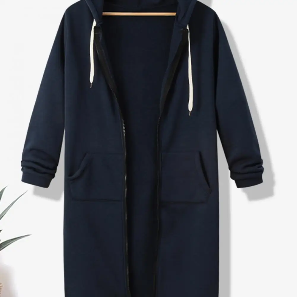 

Стильное осенне-зимнее модное пальто 2025 г., женская длинная толстовка с капюшоном и планкой на молнии, однотонная толстовка с длинными рукавами, кардиган, пальто