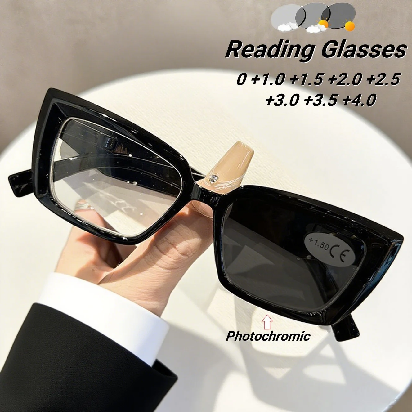 

Новинка 2025, модные фотохромные мужские очки для чтения в квадратной оправе, ультралегкие нейтральные простые универсальные очки для пресбиопии