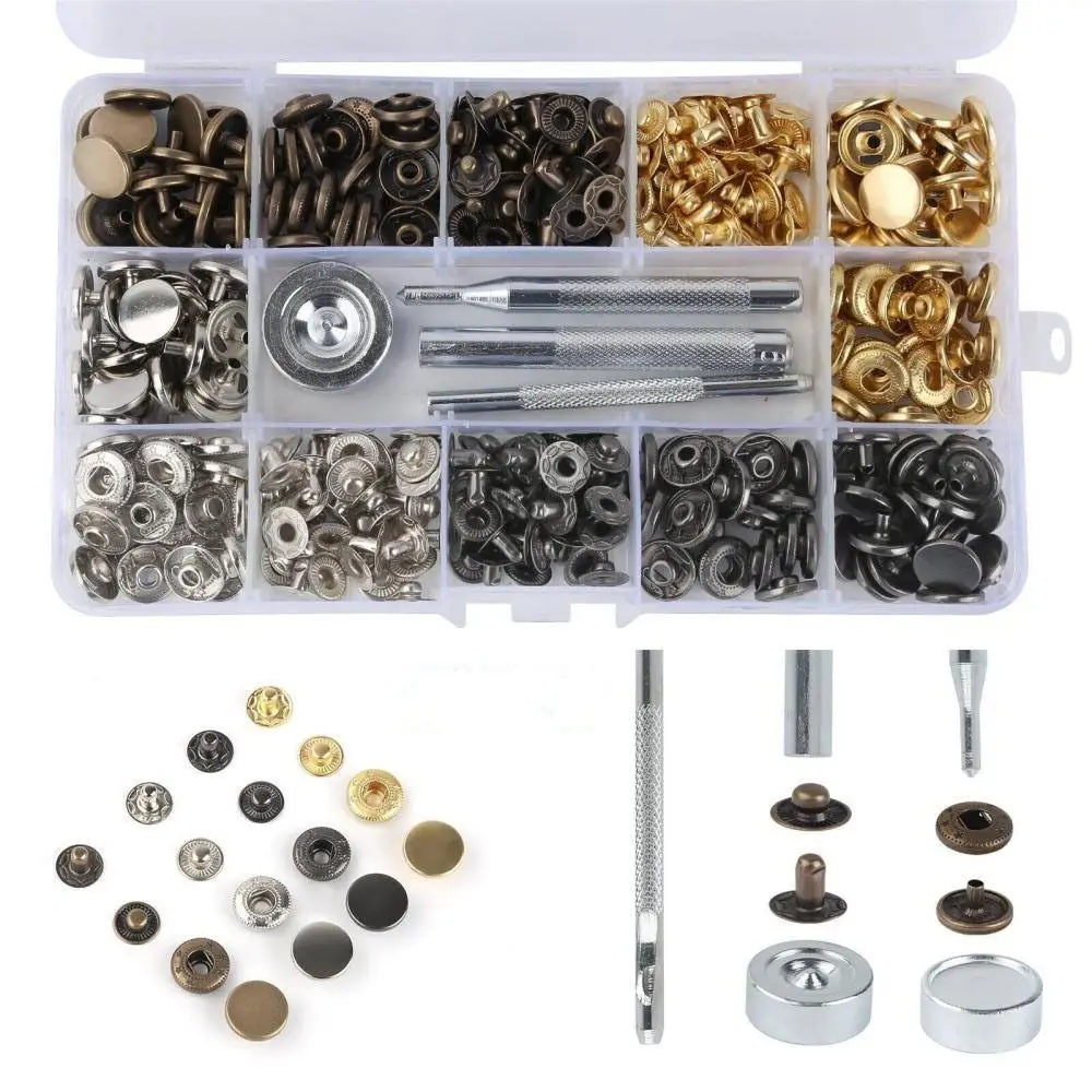 120Set Bag Sewing Tool Repair Rivet Press Studs Leather Fasteners Metal Button Button Tool