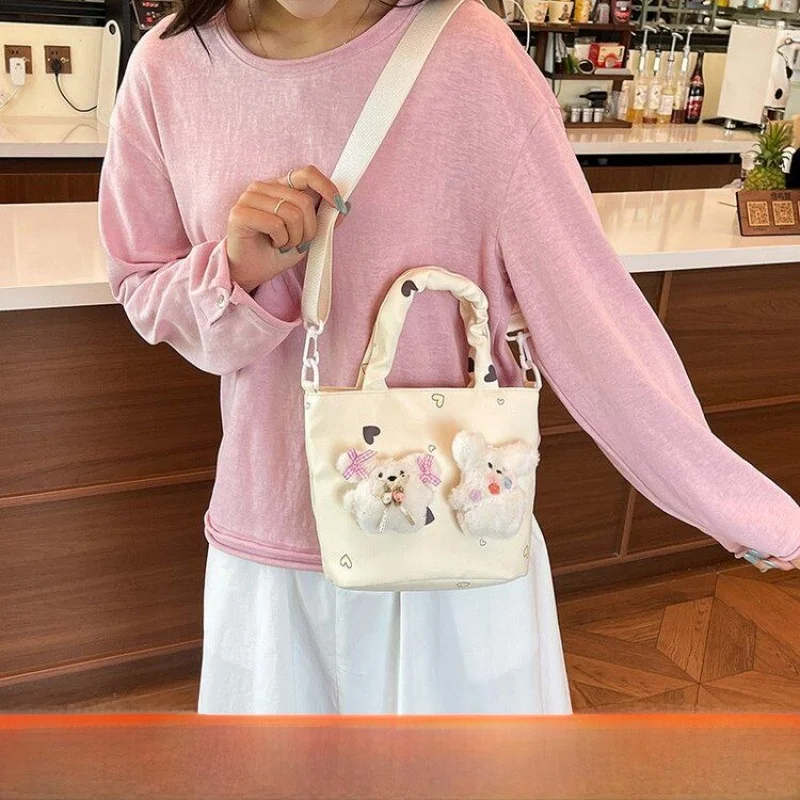 Adolescent Girl's Small Crossbody Bookbag with Removable Shoulder Strap Lock And Multiple Compartments Nylon Material Versati...