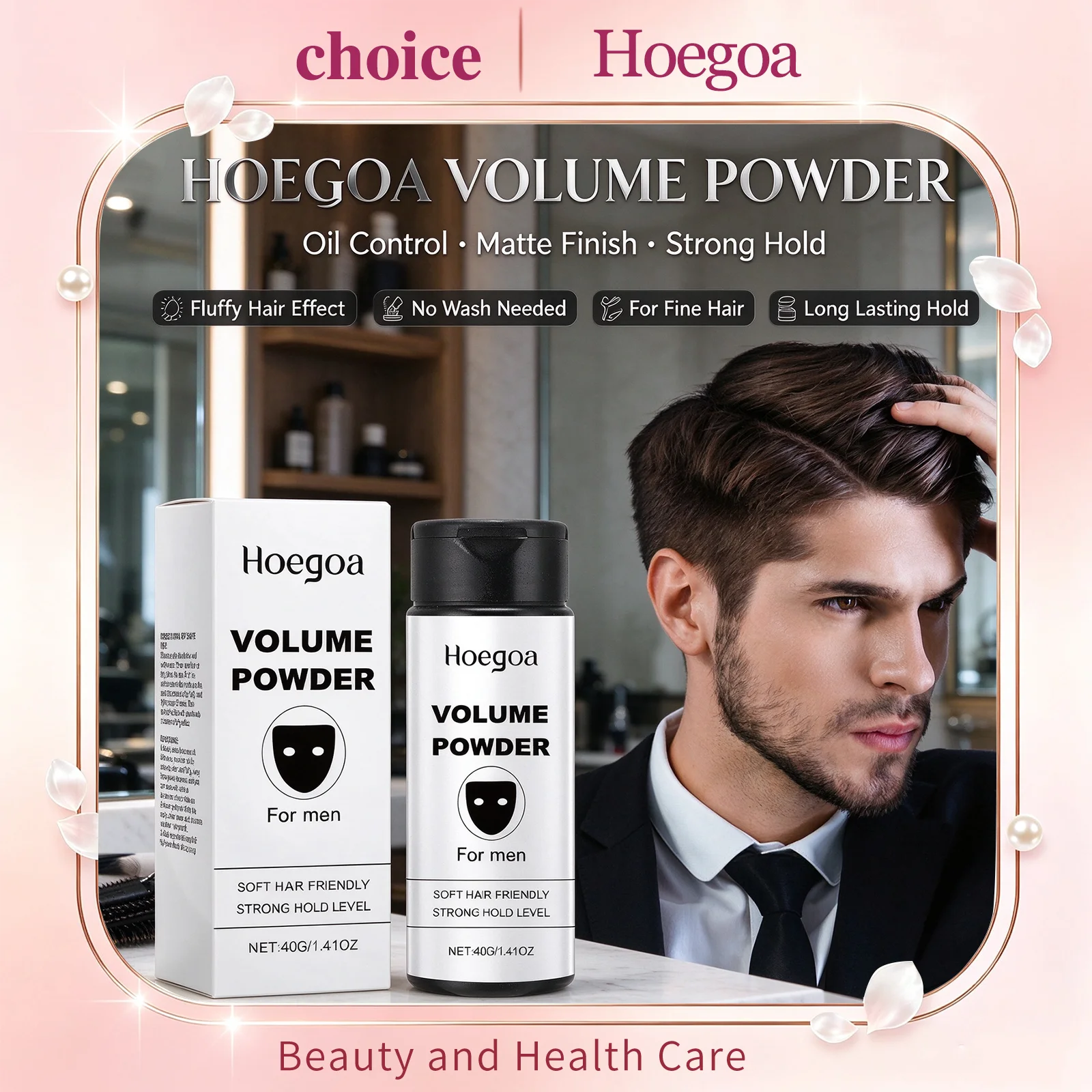 Hoegoa Volumizing Dry Shampoo Powder Refreshing Matte Finish Hair Styling Powder Strong Hold Hair Men Daily Hair Styling Powder