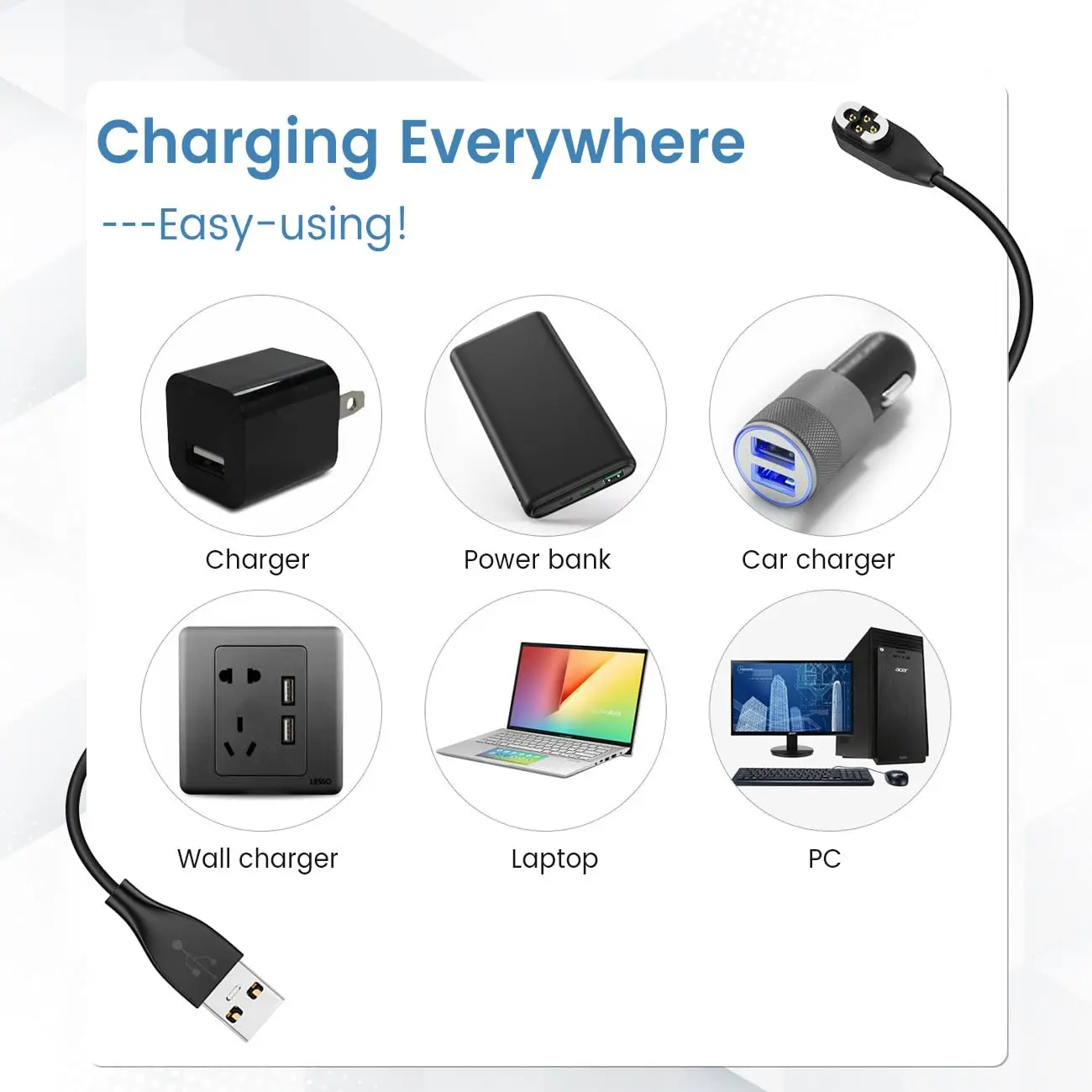 Charging Cable for Shokz OpenSwim Pro Bone Conduction Headphone USB/Type-C to Magnetic Charger Cords for Aftershokz S710 Headset view 4