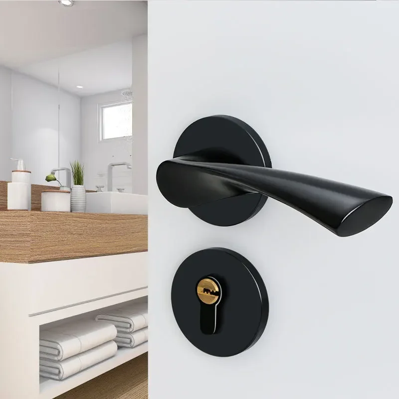 Interior Door Handle Lock Sets Lever Black Smart Locker for Interior with Keys Bedroom Wood Home Furniture Modern Hardware Kit