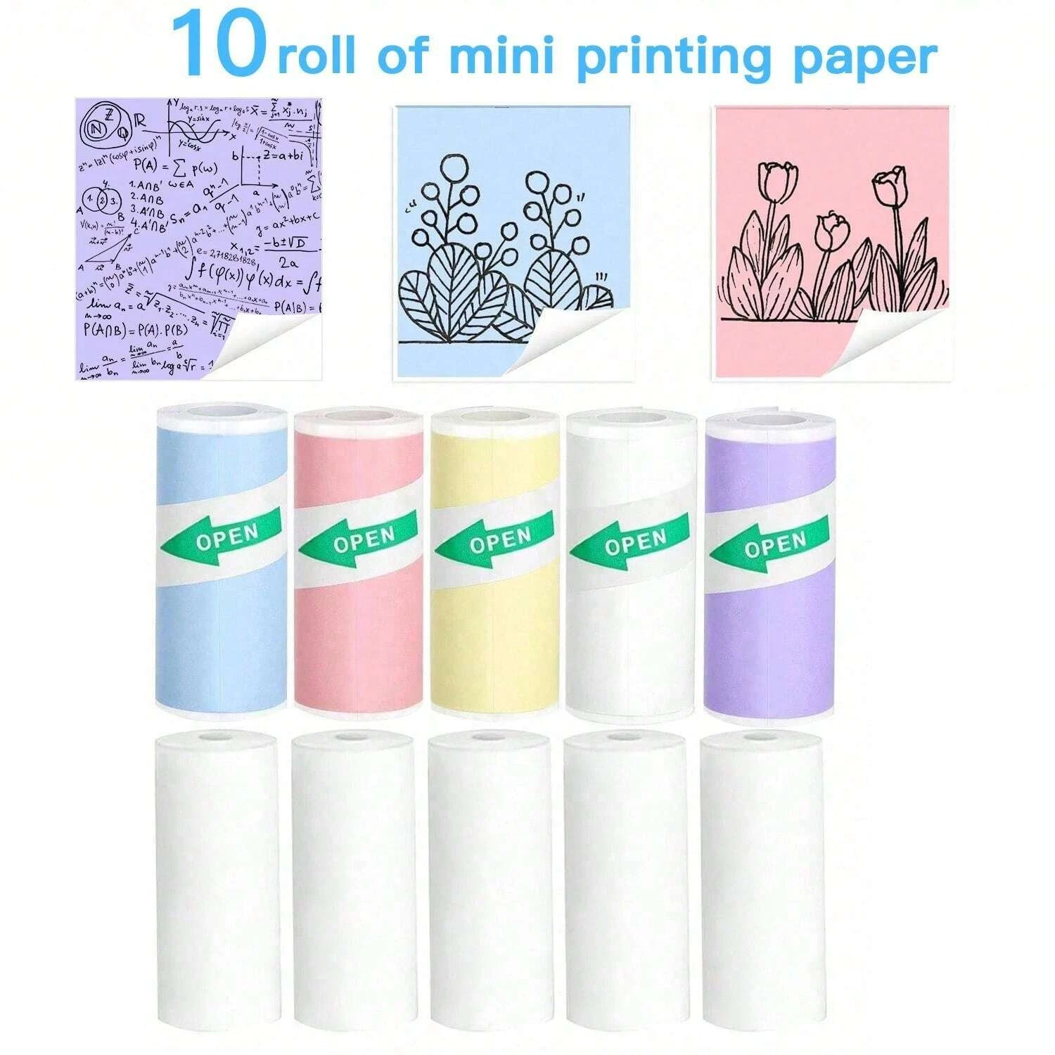 Mini Portable Thermal Printer 10 Rolls Of Printing Paper No Ink Required Ideal For Printing Photos Images Notes Receipts