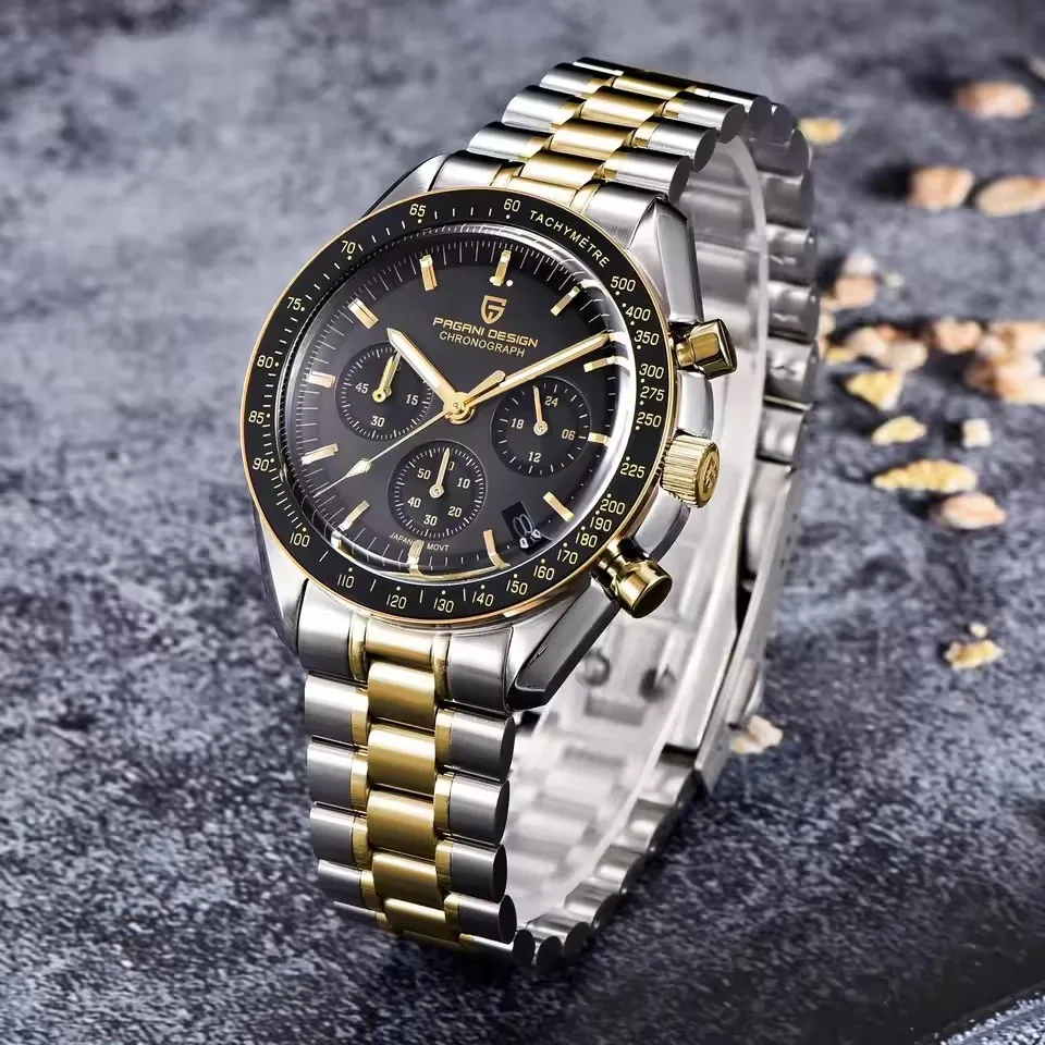 PAGANI DESIGN PD1701 Gold Luxury Men's Watches Quartz Wristwatches Chronograph VK63 Watch For Men AR Sapphire Mirror Clock Gifts - Image 3