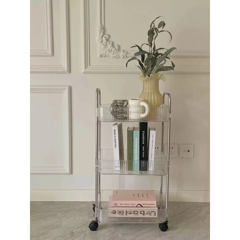Multi-Layer Wheeled Rolling Storage Cart 3/4 Tier Mobile Trolley For Cosmetics Snacks Household Sundries