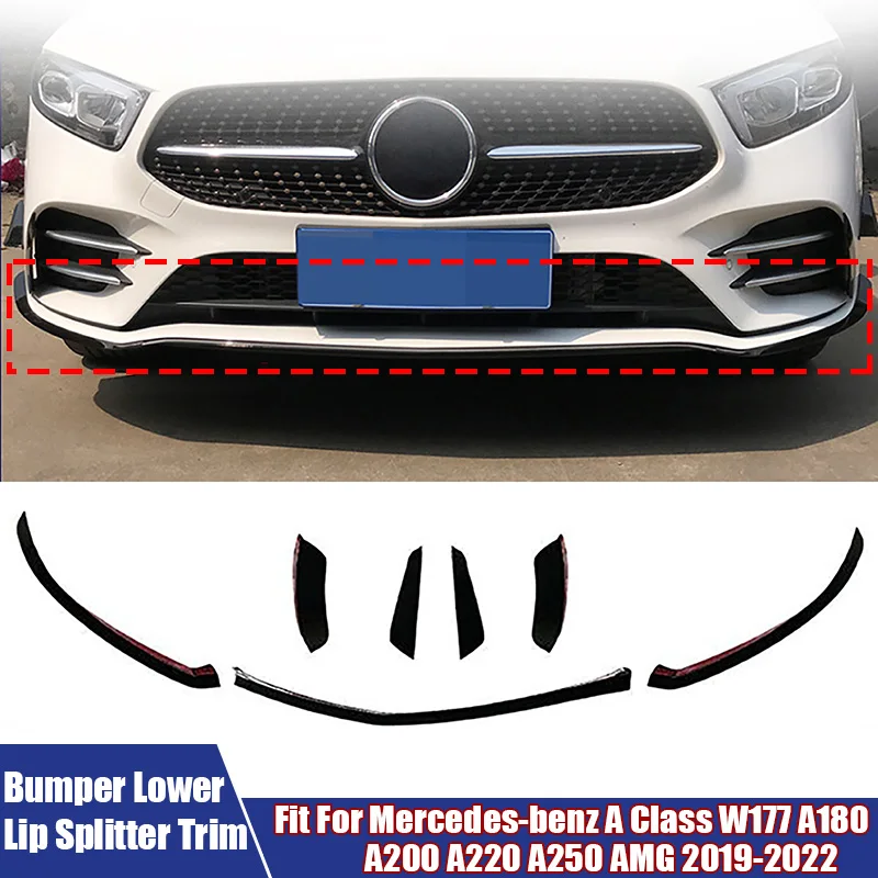 

Комплект накладок-сплиттеров (канардов) на нижнюю часть переднего бампера для Mercedes-Benz A-Class W177 A180 A200 A220 A250 AMG 2019-2022