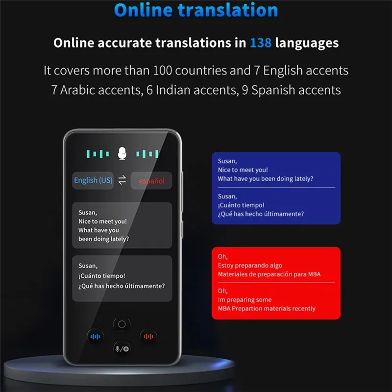 أداة ترجمة A99E-S85 Pro Wifi 138 لغة ذكية غير متصلة بالإنترنت تسجيل عبر الإنترنت Chatgpt ترجمة مجموعة الصور الصوتية