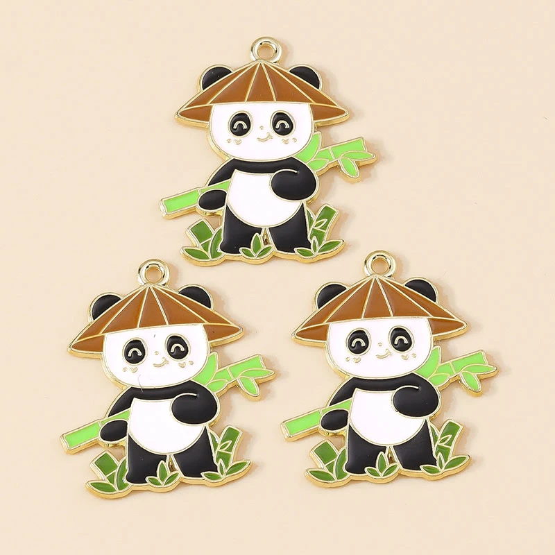 Leslie 10 Stück niedliche Tier-Cartoon-Anhänger mit großen Pandas für Halsketten, Armbänder, Ohrringe, Anhänger, DIY-Schmuckherstellungszubehör – Detail 12