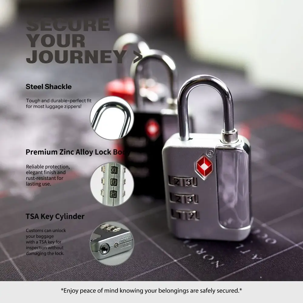 Portable TSA 3 Digit Combination Lock Anti-theft Security Tool Cabinet Padlock Suitcase Luggage Coded Lock for Travel