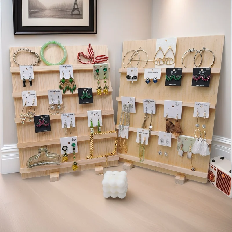 أقراط خشبية الإسورة عرض موقف 3/4/5 طبقات القرط قرط الاذن المرصع كرتون حامل مجوهرات الصلبة مكافحة القرط حامل مجوهرات