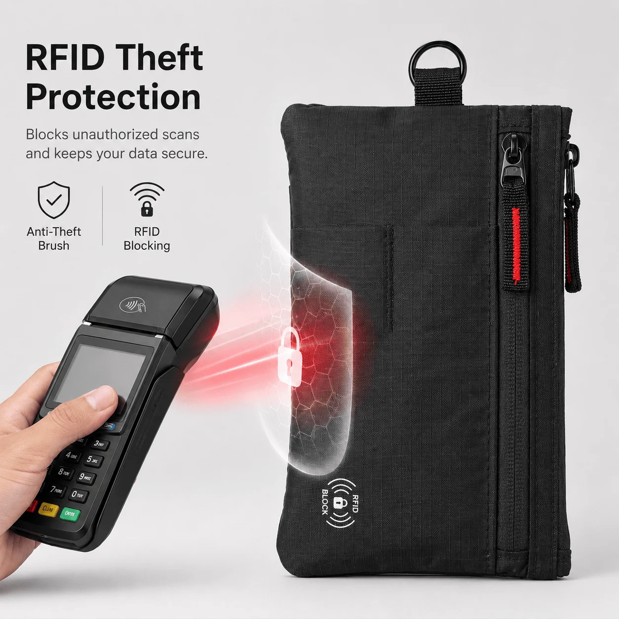 Verbesserte Reisebrieftasche, RFID-blockierender Kreditkartenhalter, Handgelenk-Organizer-Tasche für Männer und Frauen, Clutch-Handtasche mit Schultergurt – Detail 3
