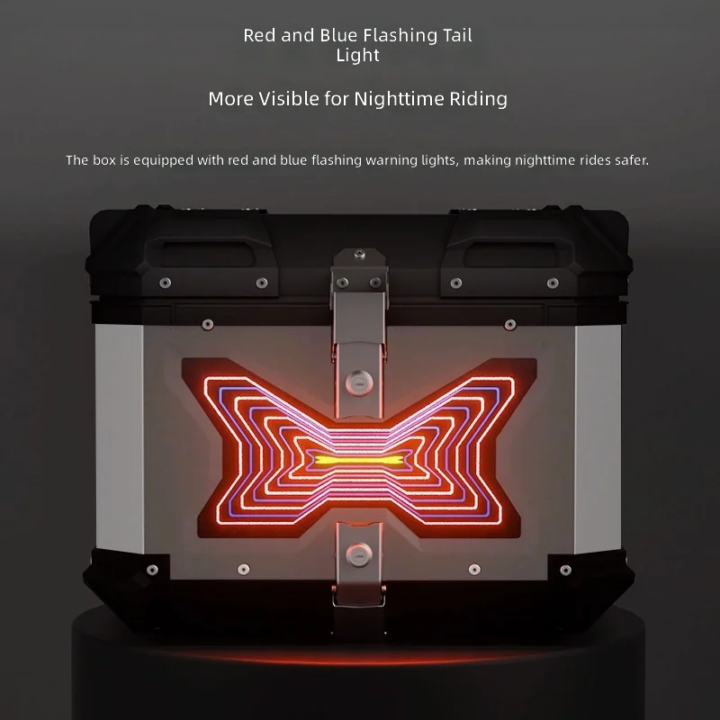 Motorcycle Aluminum Alloy Trunk 45L Insulated Universal Extra-Large Capacity Battery Box Quick-Release Tail Box