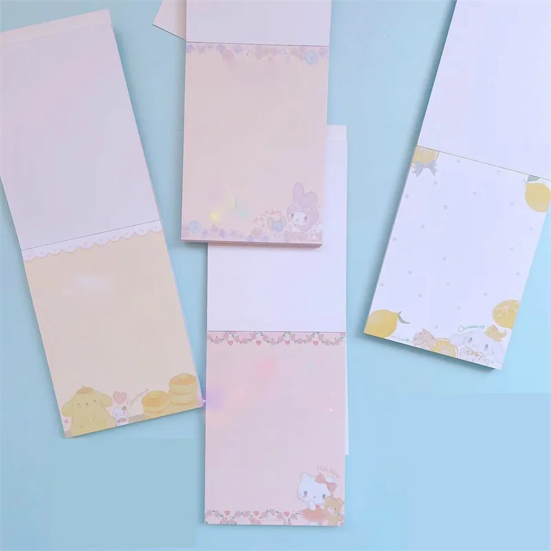 Imagem -03 - Sanrio Melody Kitty Cinnamoroll Memo Pad Sticky Notes Etiqueta de Papelaria Planejador Notepad Sticker Post Material Escolar Pcs por Lote