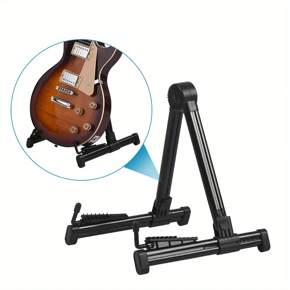 Gitarrenständer, zusammenklappbar, A-Rahmen, Bodenständer, universell, ABS, für akustische, klassische, elektrische Bassgitarren, Banjo, Ukulele, tragbar – Detail 1