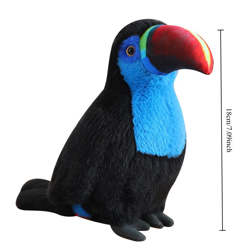 Kawaii Soft Toucan Plush Toy Cartoon Fluffy Simulated Bird Cute Realistic Stuffed Animal Doll Birthday Gift Lovely Home Decor