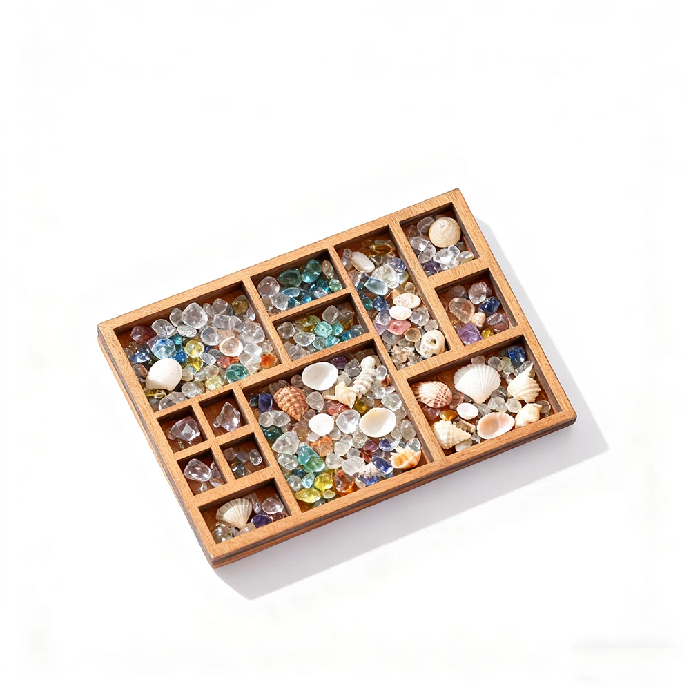 Mini Multi-Grid Wooden Storage Tray Small Parts Beads Sorting Organizer Natural Wood Compartment Box for DIY Jewelry Crafts