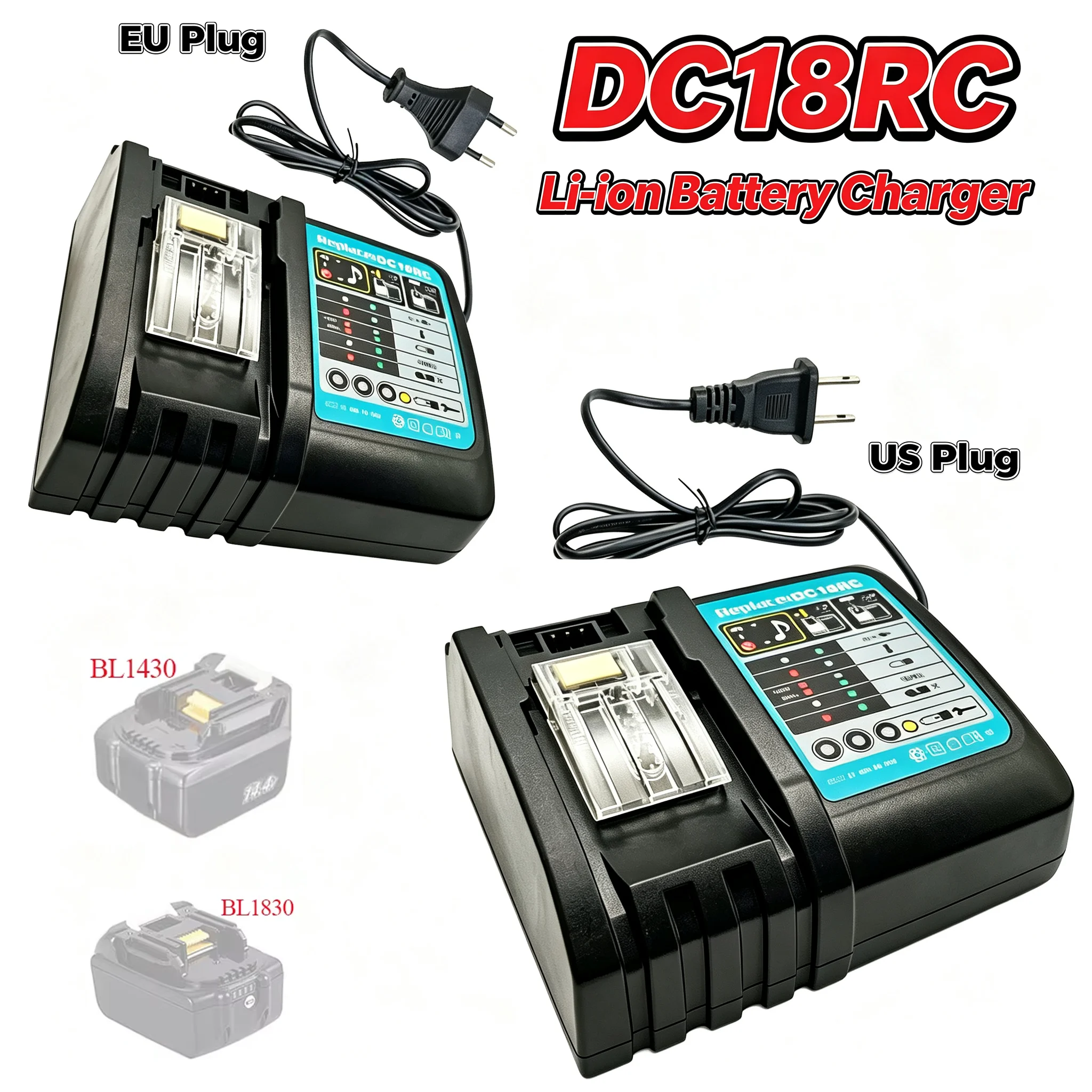 3A for Makita 14.4V 18V BL1830 Bl1430 DC18RCT DC18RA Power Tool DC18RC Li-ion Battery Charger Charging Current BL1815 BL1415