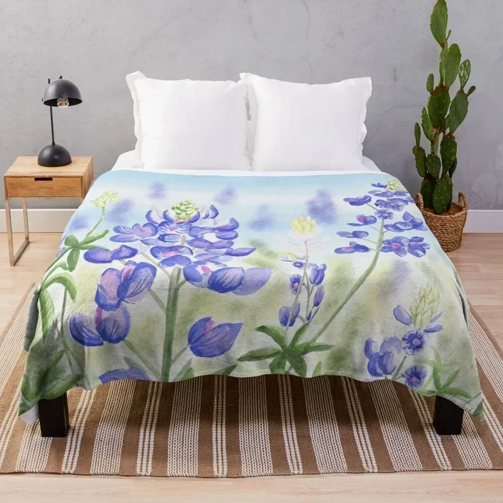 Bluebonnet Throw Blanket Bed covers Sofas Soft Plaid Blankets