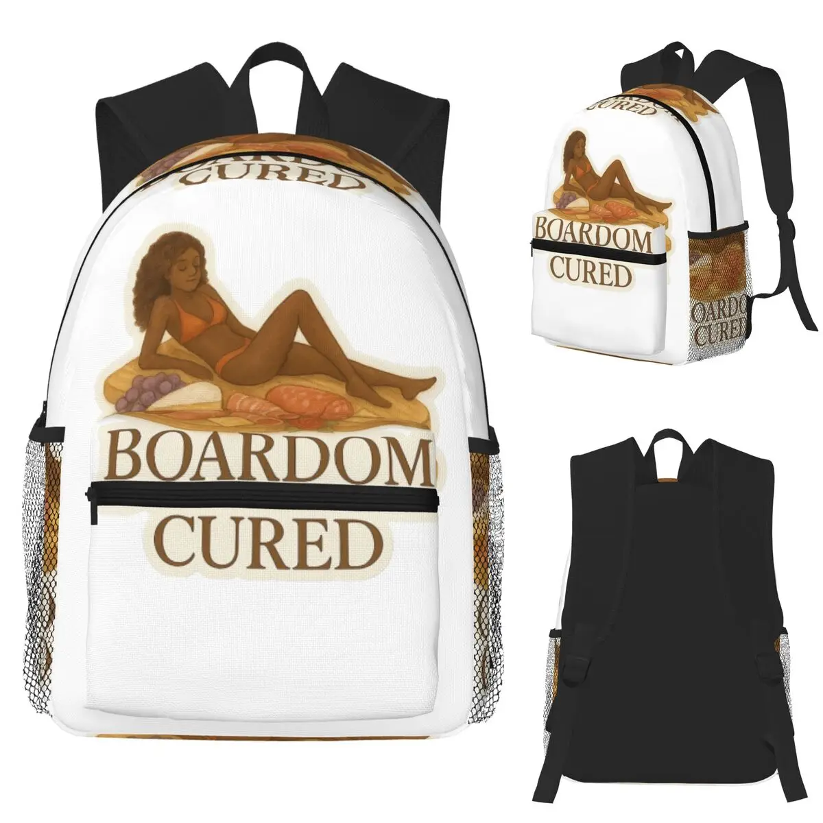 

Boardom Cured Charcuterie Babe Student Backpack School Bag Hiking Travel Daypack for Men Women Fashion Bookbag Shoulder Bags