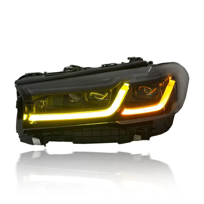 

Для BMW 5 серии G30 F90 2018-2022: Новые двухцветные лазерные фары (желтый/белый DRL) в стиле M5, 6000K, 12V