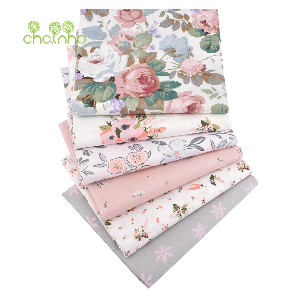 Chainho,Printed Twill Cotton Fabric,DIY Sewing Quilting Patchwork Cloth,Material For Baby & Child,40x50cm,6pcs,New Floral Series