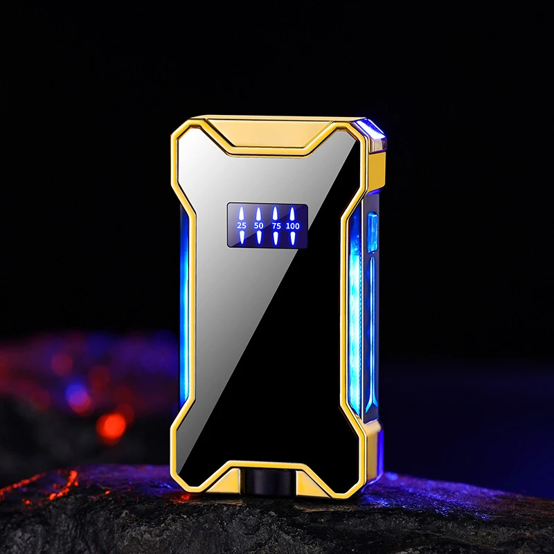 New Mecha Cool LED Colorful Light Type-c Charging USB Electric Lighter Metal Outdoor Windproof Portable Lighter Cigar Men\'s Gift