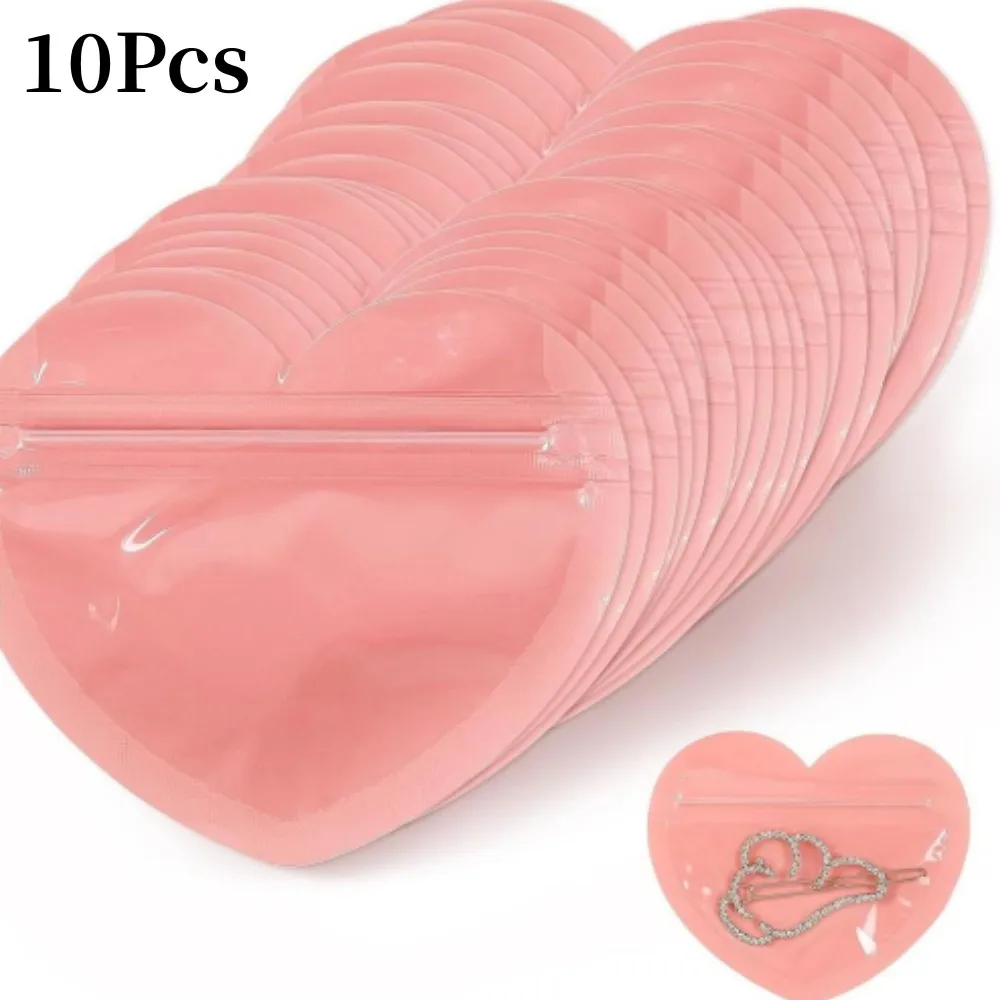 10Pcs Hot Selling Heart-shaped Jewelry Packaging Bag Valentine's Day Candy  Hairpin Storage Bag Self Sealing Mylar Pack Pouches