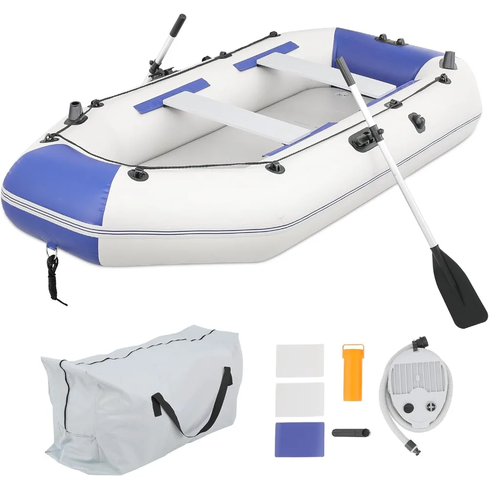 

Inflatable Boat Set with Aluminum Oars, Mini Foot-Pump, Carry Bag and Repair Kit, Multi-Air Chambers Inflatable Rafts