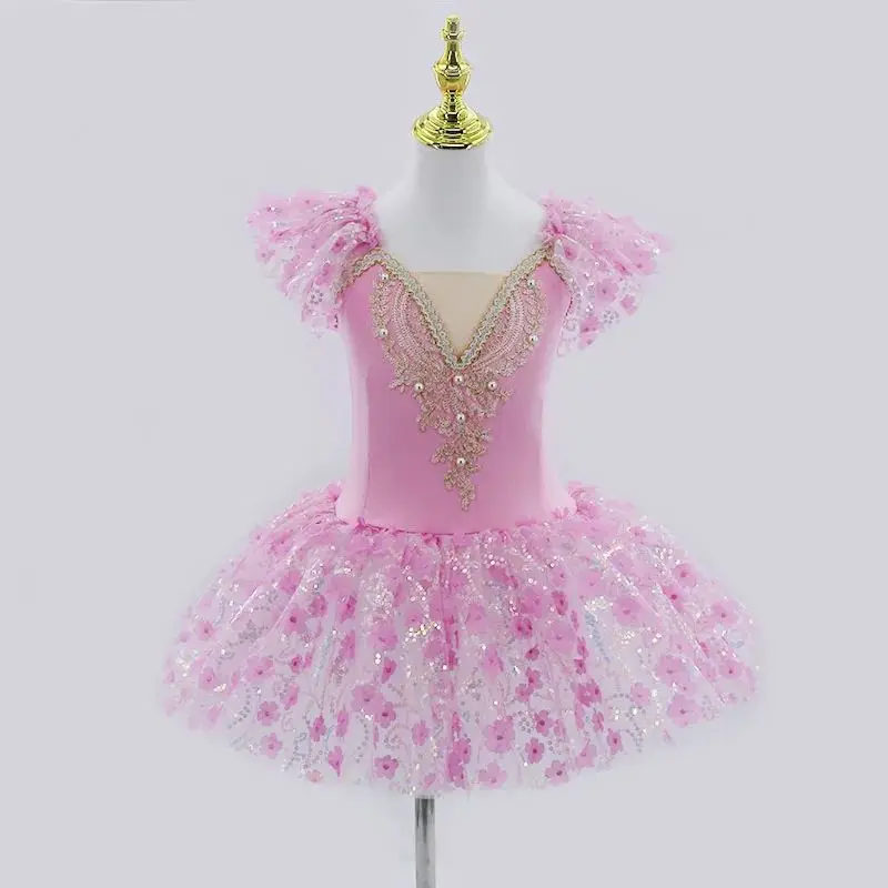 pink-sequined-flower-tutu-ballet-dress-for-kids-ballroom-clothing-children's-performance-outfit-female-kids-under-17-years-old