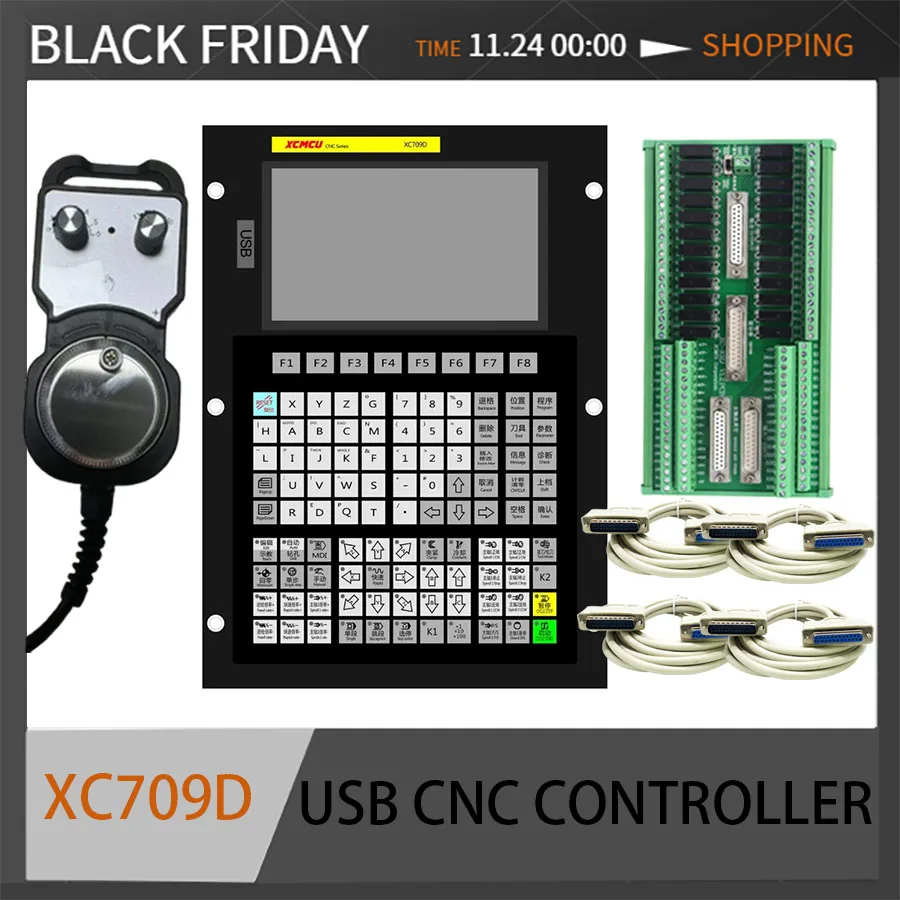 

XC709D 3/4/5/6 Axis USB CNC System Controller FANUC G Code Supports Offline Milling, Boring, Tapping, and Drilling Feed