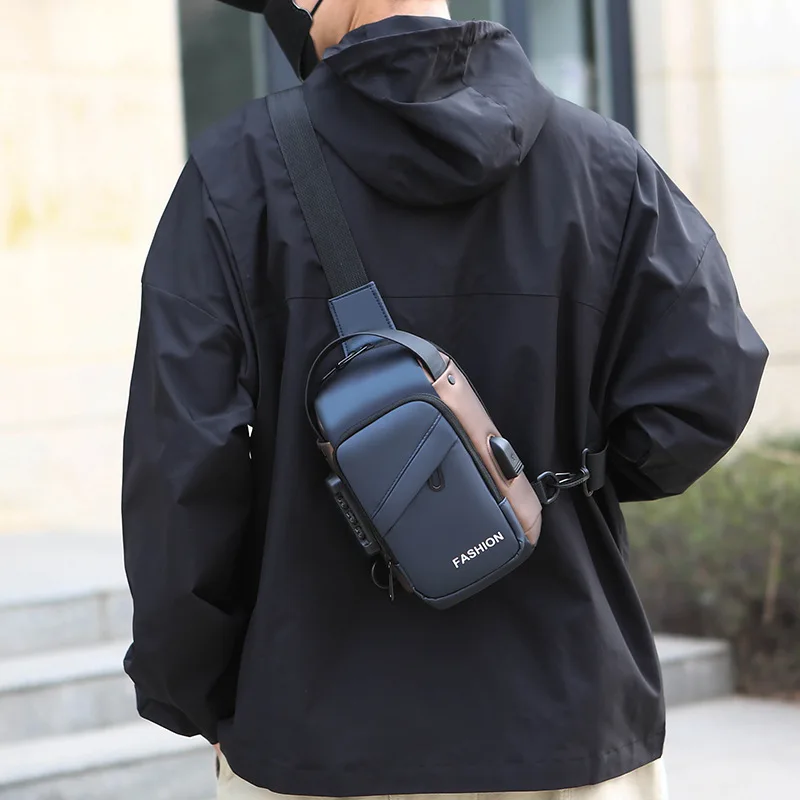 New Men's Crossbody Bag, Casual Chest Bag, Simple Water-resistant, Light Luxury Crossbody Single-shoulder Bag, Small Bag
