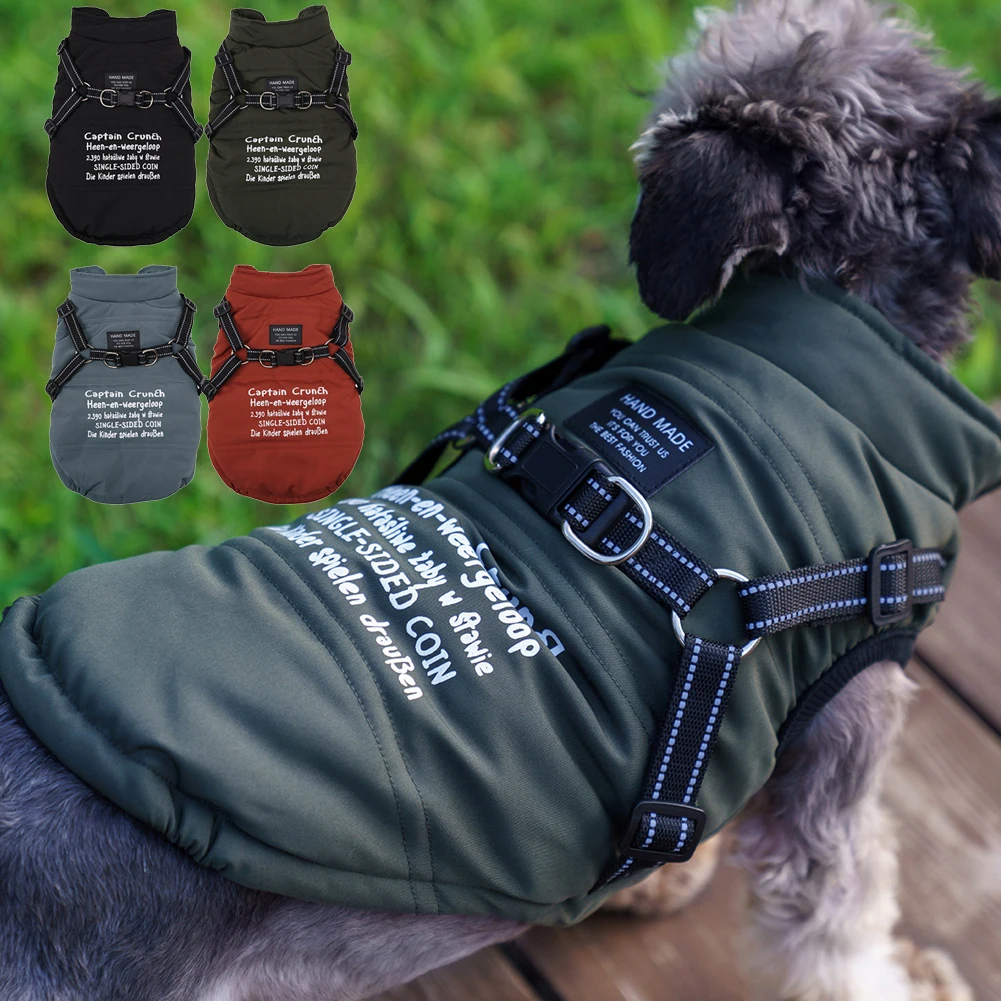 

Waterproof Dog Harness Jacket Pet Dog Clothes Puppy Winter Warm Dog Clothing Vest For Small Dogs Chihuahua French Bulldog Outfit