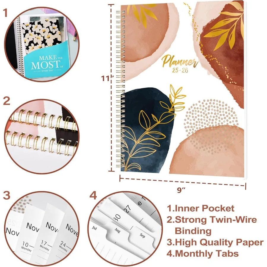 تقويم مخطط 20252026 من يوليو 2025 إلى يونيو 2026 9 بوصة × 11 بوصة مخطط أسبوعي وشهري 20252026 مخطط أكاديمي 20252026 مع #6