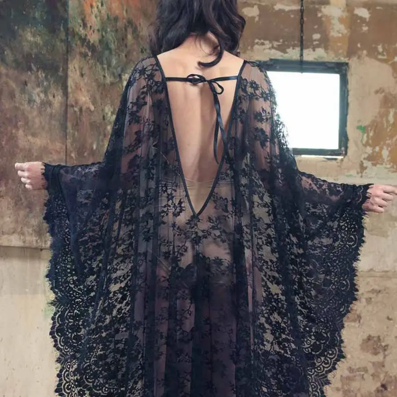 Beach jacket women's lace hollow loose plus size long dress swimsuit cover sun protection clothing vacation long dress