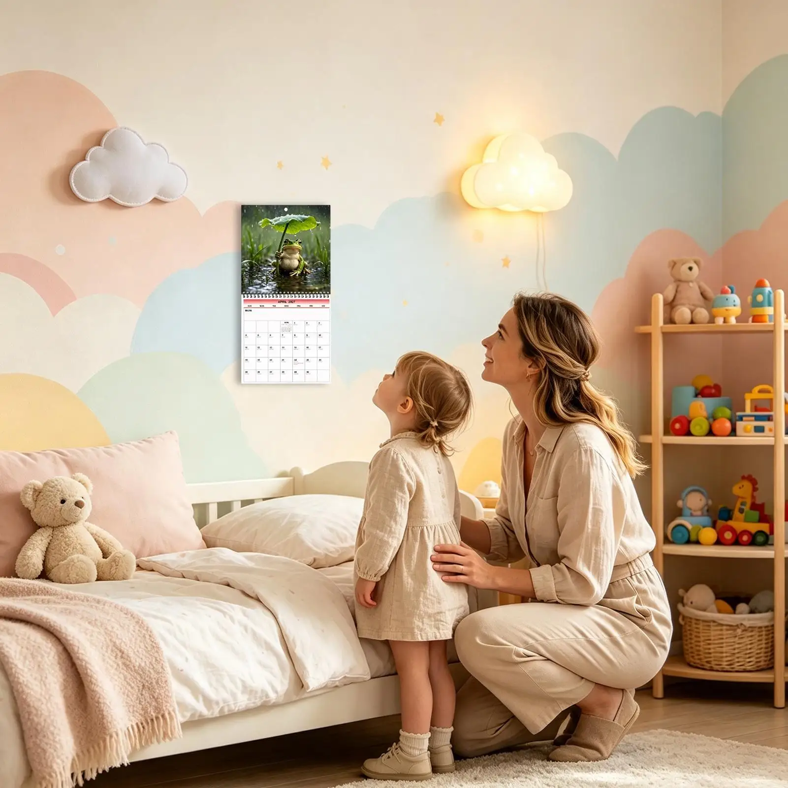 Wall Calendar 2027 12 Month Hangable Paper Frog Organizer Whole-Year Wall Frog Planner For Home Office School Reading Study Task