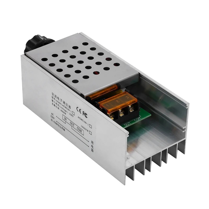2X AC 220V 6000W SCR Voltage Regulator Controller Electronic Dimmer Thermostat Speed Regulation Mold With Case