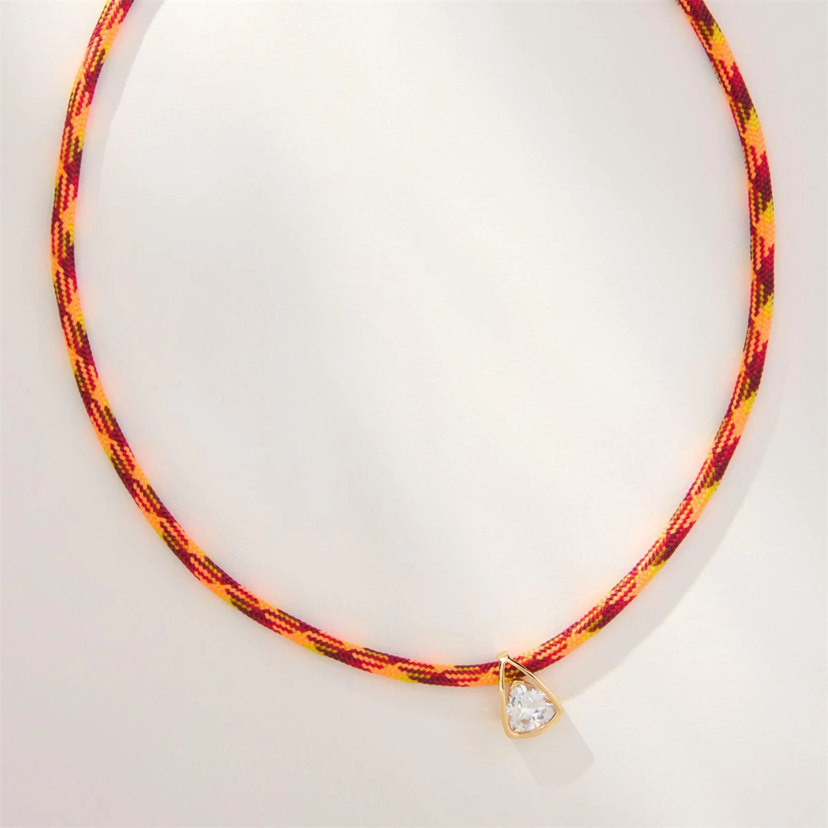 Hot selling dopamine woven color rope zircon necklace with personalized retro style, gold-plated color preservation
