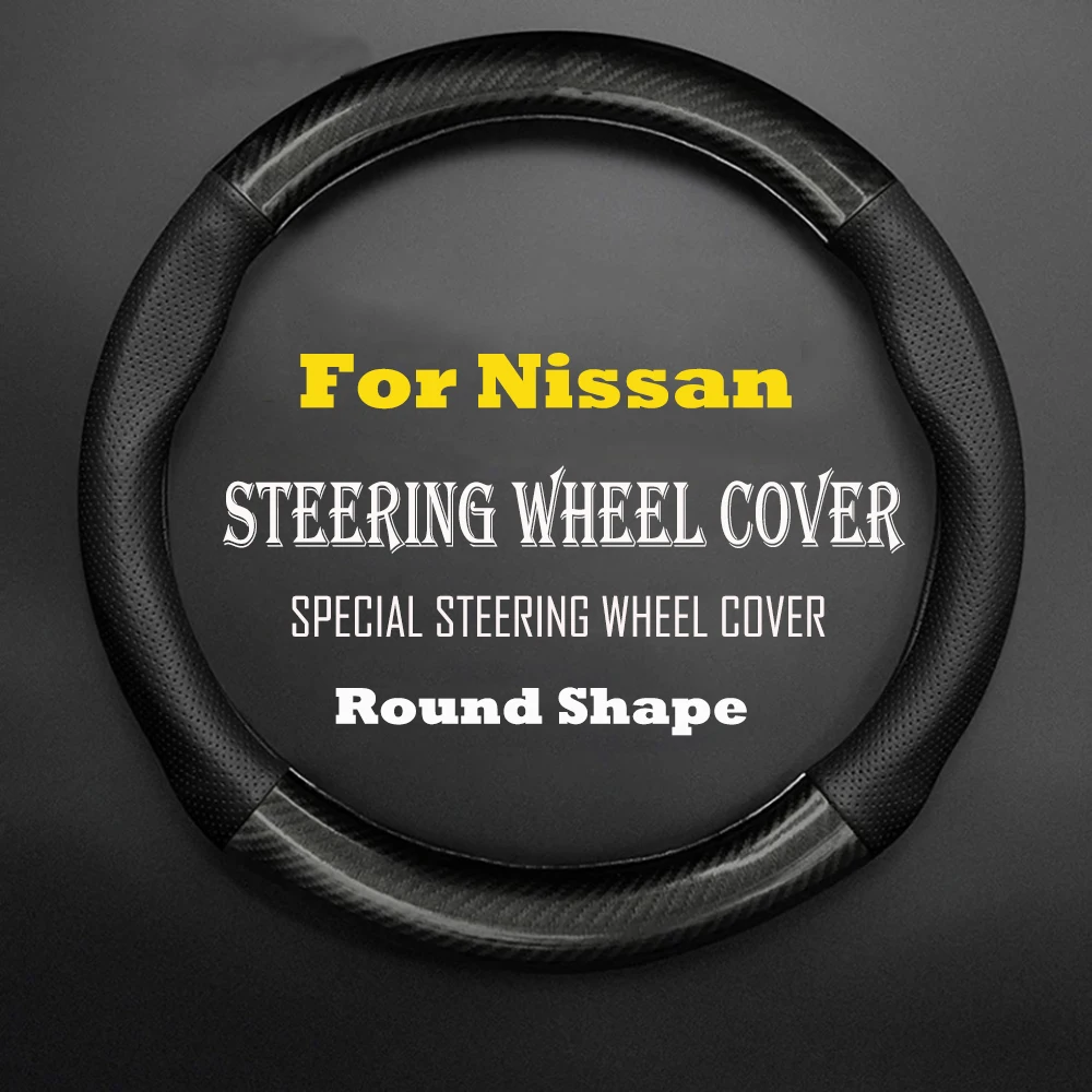 Car Steering Wheel Cover Carbon Fiber Leather Anti Slip For Nissan Note Pathfinder X-trail Versa March Patrol Almera Teana Tiida