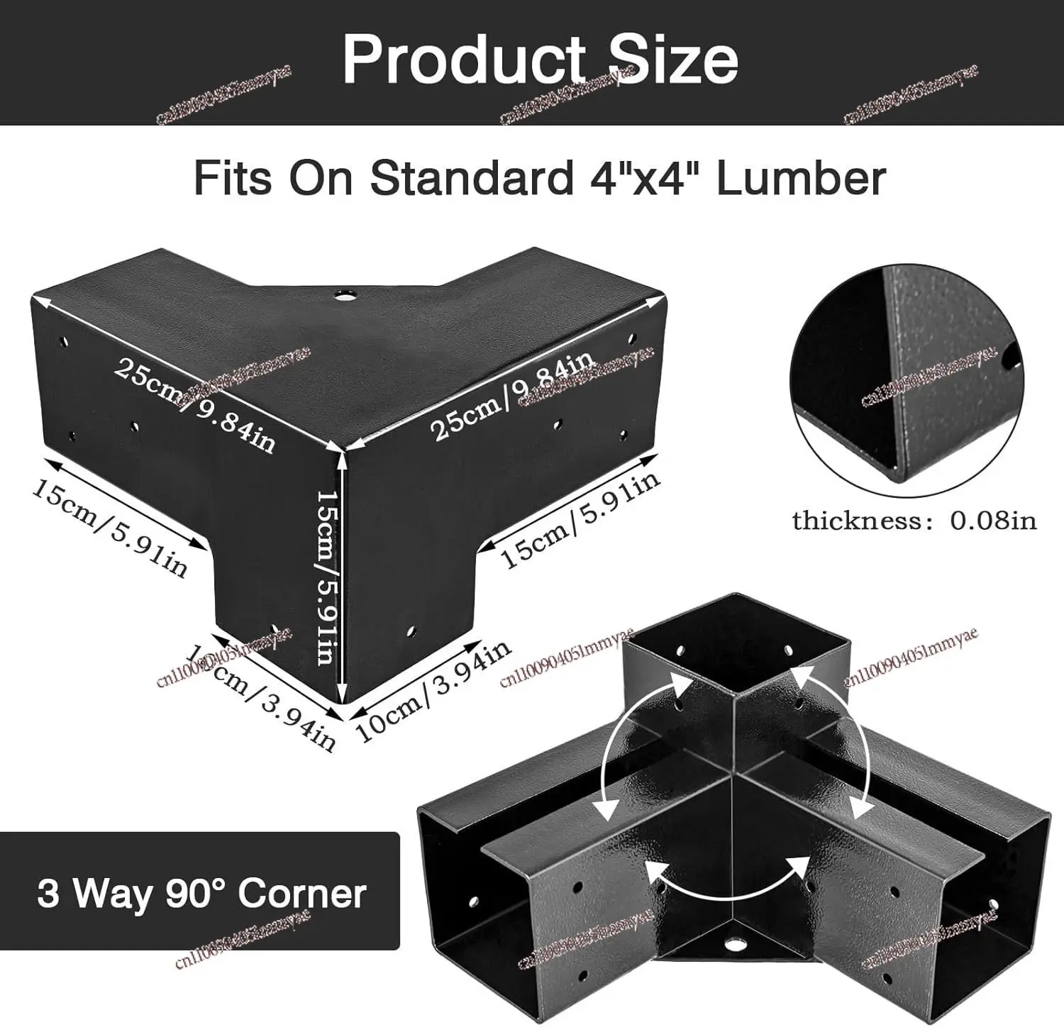 Corner Code Kit 3-way Right-angle Through Bracket Elevated Wooden Bracket Tee Kit 4x4 Wood Hardware