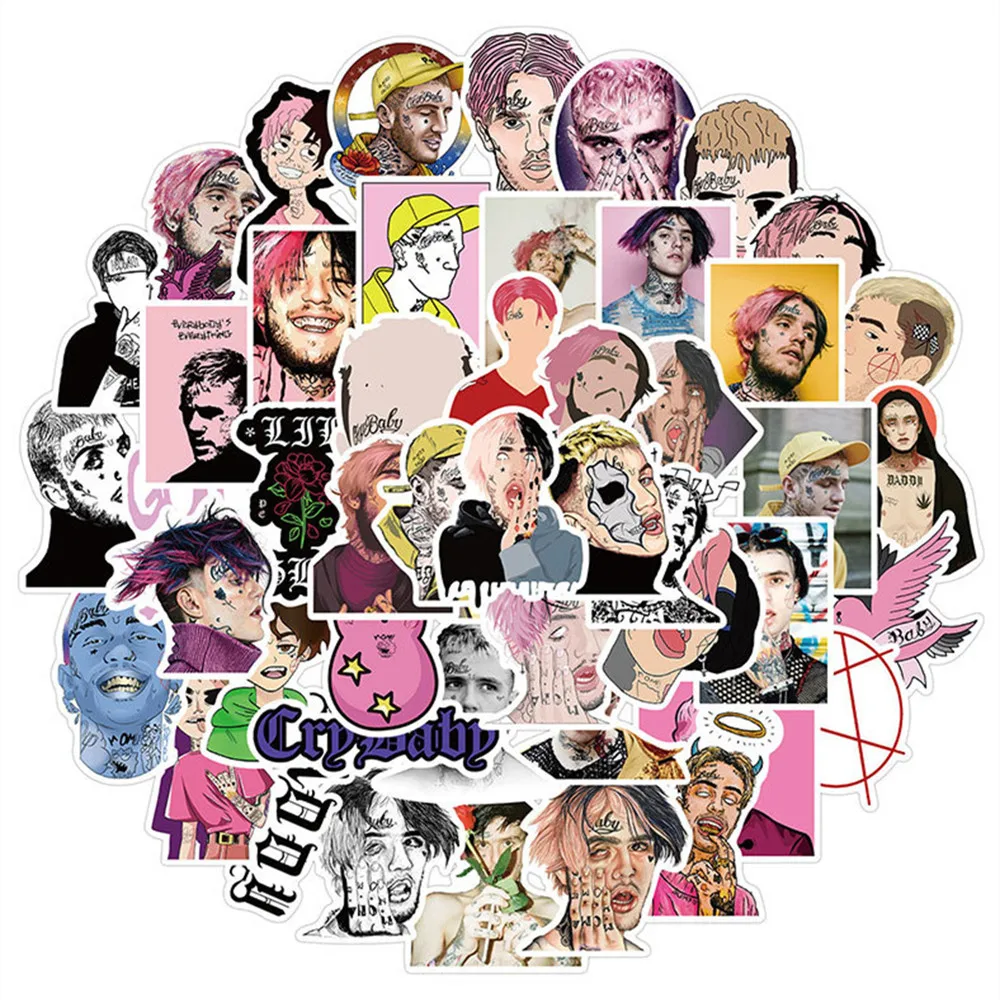 10/30/50PCS Rapper Lil Peep Personality Graffiti Sticker Luggage Laptop Skateboard IPad Guitar Gift Car Sticker Wholesale