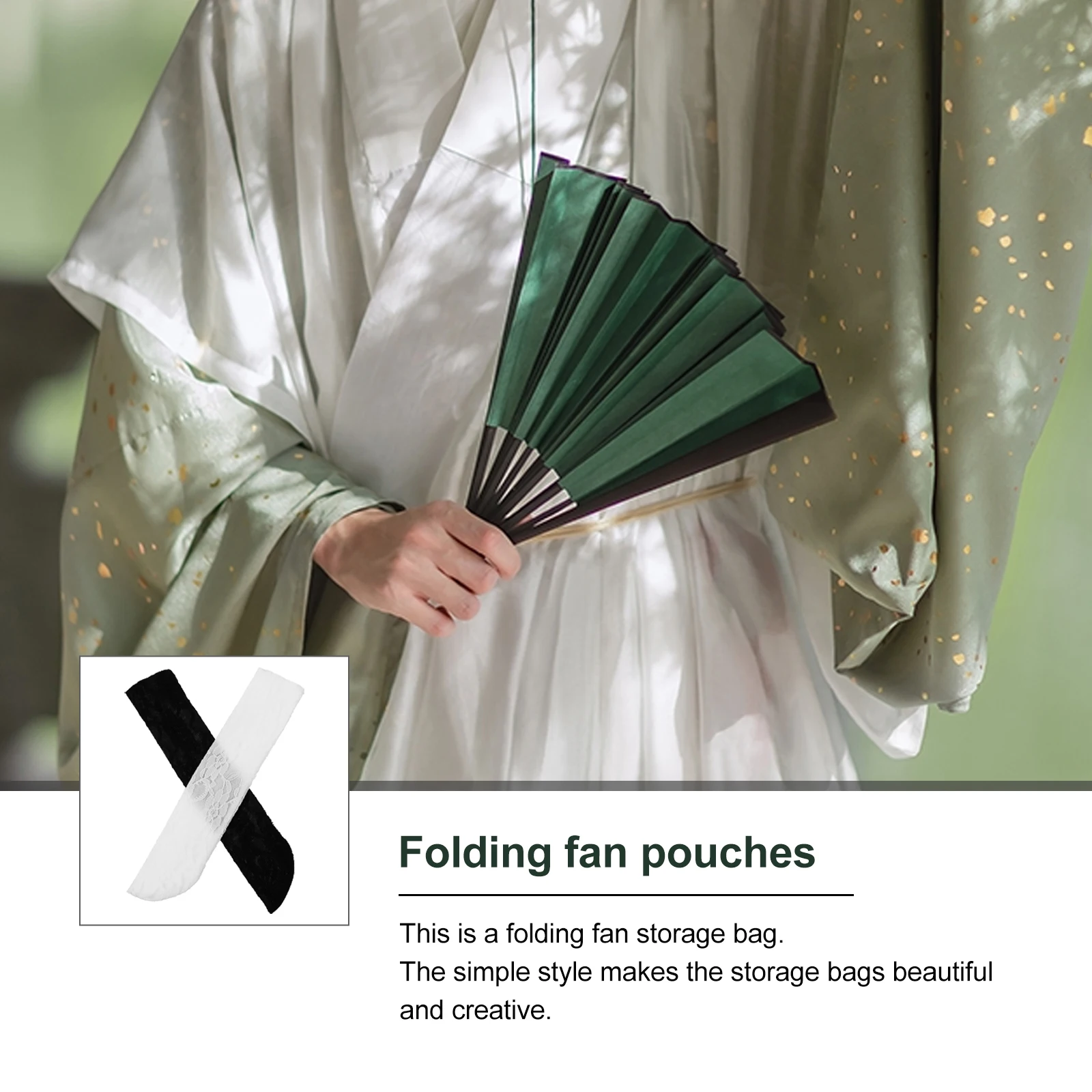 

2pcs Handmade Lace Folding Fan Pouch Linen Lightweight Portable Storage Bag For Hand Fan Cover Gift Bags Party Favors